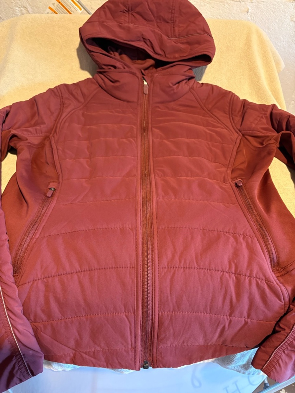 lululemon athletica Hooded Quilted Jacket - Maroon/Rust